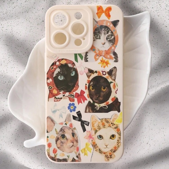Cat-Themed Phone Case with Colorful Cat Designs - Picture 1 of 15